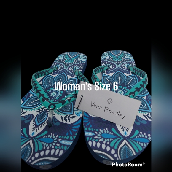 Vera Bradley Blue Island Medallion Flip Flops Women's Size Small NWT - Picture 5 of 5